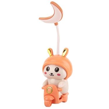 Imagem de Lâmpada de mesa LED de desenho animado Raminho de animal fofo Motocicleta Forma de motocicleta USB Tabela de olhos Luz de cuidados com os olhos para aprender Reading Kids Room (Laranja)