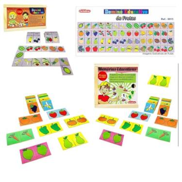 Imagem de Kit Educativo Dominó Frutas + Jogo da Memória Legumes e Frutas Carimbras