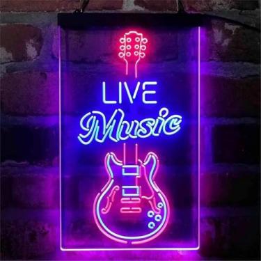 Imagem de Guitarras Rock Neon Sign Bar Music Rock Led Neon Light Sign Guitar Music Neon Signs Guitar Shape Music Neon Signs Party Wall Art Decor Music Music Lovers Gift With Dimmable Switch, H, 11.8"x7.9"