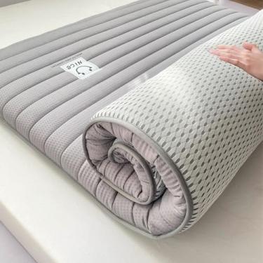 Imagem de Colchão Dobrável Completo, Colchão Triplo Pack And Play, Colchão Rolável, Cama De Enrolar Japonês, Futon King Size, Colchão De Chão Japonês único, Green, 190 * 80 * 8cm/74 * 31 * 3in