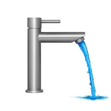 Imagem de Torneira De Banheiro Pia Lavatório Bancada Aço Inox Escovado Anticorro