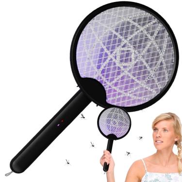 Imagem de Rrlihjgu Raquete Elétrica Matadora de Moscas,Raquete Armadilha Elétrica Exterior | Portátil Dobrável para Quintal Cozinha Garagem Quarto Exterior