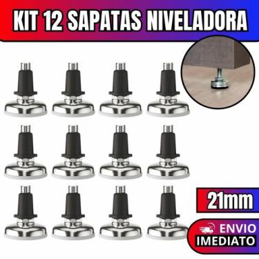 Imagem de Kit 12 Sapata Niveladora Pé Nivelador Base Pezinho Para Móveis Com Buc