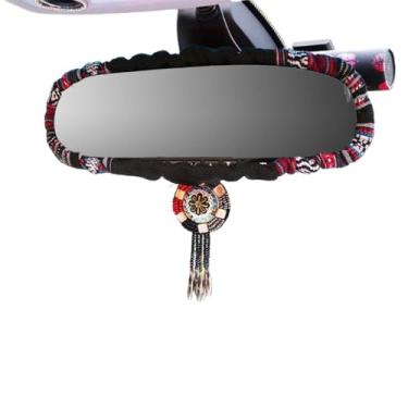 Imagem de Linda capa de espelho retrovisor de carro boêmia fofa para decoração de carro para mulheres, acessórios de espelho retrovisor universal para a maioria dos carros, SUVs, caminhões (preto)