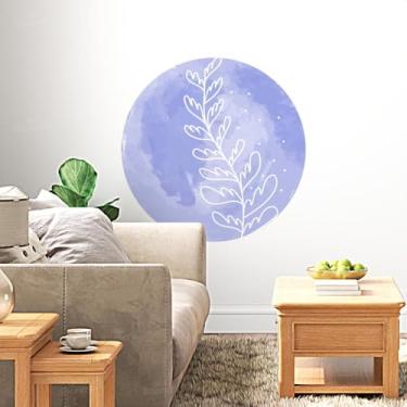Imagem de Adesivo de Parede Redondo 1m Com Fundo Aquarelado e Desenhos Florais