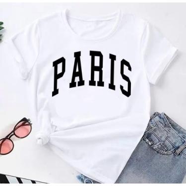 Imagem de Blusa T-shirt Linda Camiseta Feminina Paris Camisa - SEM MARCA, Branco