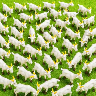 Imagem de Pamonrueer Estatuetas de cabra em miniatura mini cordeiro de resina em miniatura de cordeiro de plástico para plantas suculentas paisagem de musgo DIY terrário jardim de fadas (60)