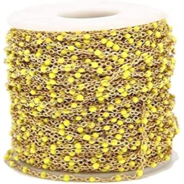 Imagem de 2mm De Largura 2 M De Aço Inoxidável Esmalte Link Cabo Correntes Para Colar Diy Jóias Fazendo Descobertas, Gold Yellow