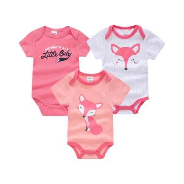 Imagem de Body de Algodão Manga Curta Bebê (0-12 Meses) - Kit com 3 a 6 Peças, H