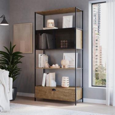 Imagem de Estante Multiuso Metalic Estilo Industrial 90cm 02 Portas Móvel na Cai