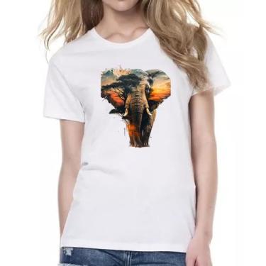 Imagem de Camiseta Baby Look Elefante africano paisagem corporal - Alearts, P