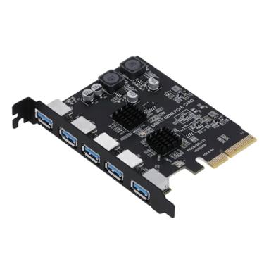 Imagem de Placa de expansão PCI Express, USB 3.2 Gen 2 5 portas tipo A ASM3142 10Gbps para PC desktop com taxa rápida estável, sobrecorrente para WIN7, WIN10, WIN11,
