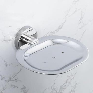 Imagem de Acessórios para banheiro, cromado, polido, porta-escova de vaso sanitário, toalheiro, saboneteira, prateleira de vidro, gancho, suporte para papel higiênico (suporte de louça de metal)