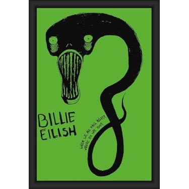 Imagem de BUY ART FOR LESS Pôster emoldurado oficialmente licenciado Billie Eilish - Ghoul - 61 x 91 cm - Moldura de madeira projetada resistente com vidro plexi - Pronto para pendurar