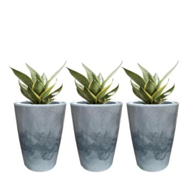 Imagem de Kit 3 Vasos Para Plantas Efeito Marmorizado Decor Casa(Cinza)