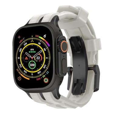 Imagem de RACINGPREMIUM ] Para AppleWatch Ultra1/2/S10/S9/S8/S7, design original belga, pulseira de fluoroelastômero de luxo AppleWatch, inoxidável/titânio (para AppleWatch44/45/46/49 mm, escuro · cinza asfalto