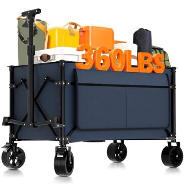 Imagem de Favoyard Carrinhos dobráveis dobráveis de 150 L e 163 kg com rodas e freios para todo o terreno, carrinho utilitário para uso ao ar livre, para praia, mercearia, acampamento, compras, esportes, jardim