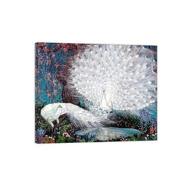Imagem de Pinturas famosas arte de parede - pavões e flores de cerejeira - impressão de imagem de animal em tela - pintura de arte para decoração de parede de sala de estar - pôster de reproduções 40 x 50 cm 40