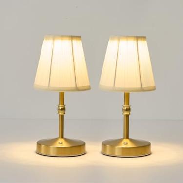 Imagem de Mini lâmpadas sem fio douradas, lâmpada operada por bateria de 3000 mAh, luminária de mesa regulável com 3 temperaturas de cor, pequeno candeeiro de mesa recarregável, lâmpada de cozinha pequena