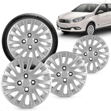 Imagem de Kit 4 Calotas Grand Siena 12 A 13 Aro 13 Prata Cubo Baixo Grid
