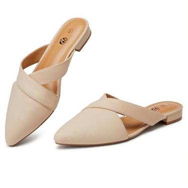 Imagem de Rekayla Mules feminino fechado bico fino sem costas mocassim feminino, Nude., 8