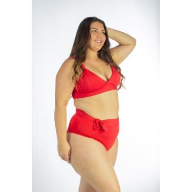 Imagem de Biquíni Plus Size Liso com Bojo V e Calcinha Hot Pant Laço - 7 MODA PR