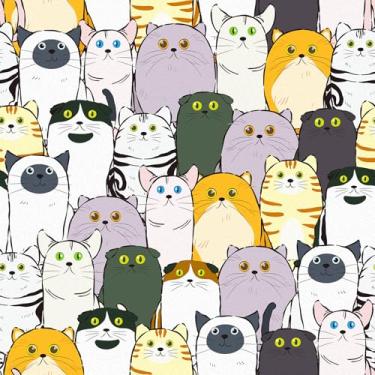 Imagem de EPPKILY Papel de parede de gato descasque e cole papel de parede animal de desenho animado divertido gatinho autoadesivo removível papel de contato multicolorido adesivos de parede de gato para