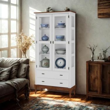 Imagem de Cristaleira 2 Portas 3 Prateleiras 2 Gavetas Pés Luiz XV Sevilha - Mey