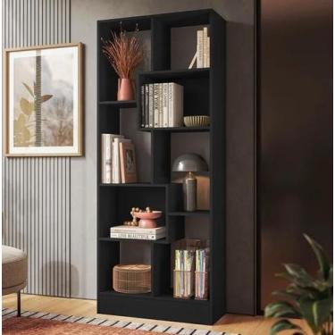 Imagem de Multiuso Livreiro com 8 nichos 4815 Preto - QMOVI