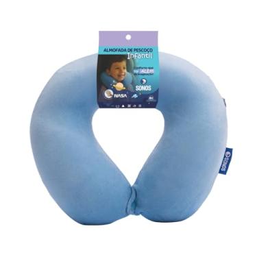 Imagem de Almofada de Pescoço Sonos Infantil Para Viagem e Descanso (Azul-Claro)