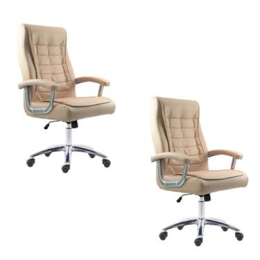 Imagem de Kit 2 Cadeiras Big Mola Ensacada Escritório Pres Giratória em Couro com Nr17 Espresso Móveis Fendi