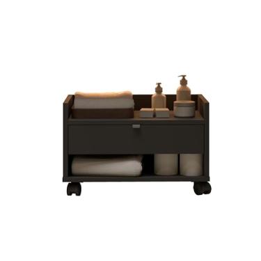 Imagem de Armário Gabinete Para Banheiro Organizador Com Rodinha De Chão Móvel (Preto)