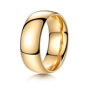 Imagem de YOESDIE Aliança de casamento de titânio de ouro 2 mm, 4 mm, 6 mm, 8 mm, 10 mm, para homens e mulheres | Aliança de casamento simples, altamente polida, ajuste confortável, tamanho 5-13, 12, Titânio