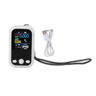 Imagem de Monitor de qualidade do ar CO2 Detector TVOC Tester Smart Portable 5 em 1 Analisador multifuncional de qualidade do ar interno para sala de aula de escritório em casa (Branco)