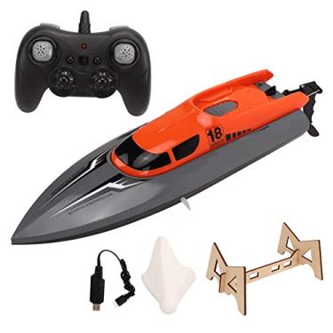 Imagem de ASHATA Barco de Controle Remoto, Lancha de 2,4 GHz de Motor Duplo RC Com 7,4V de Alta Capacidade de Bateria para Piscina Rio, Barco à Prova D'água de Corrida de Corrida