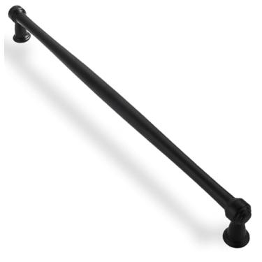 Imagem de ZAUYX Puxadores de eletrodomésticos sólidos e resistentes pretos foscos, 1 pacote com orifício de 45,7 cm, puxadores de eletrodomésticos pretos planos são adequados para cozinhas