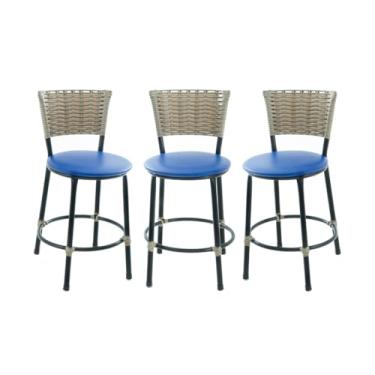 Imagem de BANQUETAS BANCO BAIXO DE COZINHA AMERICANA AREA GOURMET FIBRA SINTETICA CAPUCCINO(AZUL)