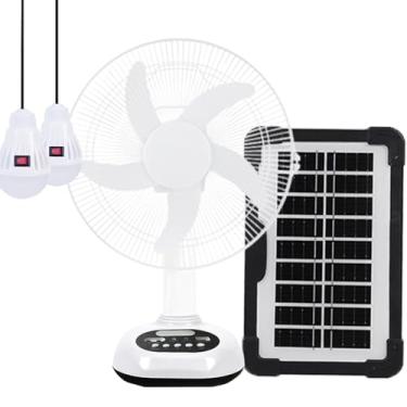 Imagem de Ventilador alimentado por energia solar recarregável de 12 polegadas, PowerBank portátil AC DC de 14400 mAh, ventilador de mesa oscilante de 30,5 cm com luz noturna de LED para casa, escritório