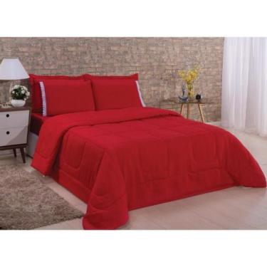 Imagem de Edredom Queen 03 peças Aconchego fronhas em lase - ms enxovais, Vermel