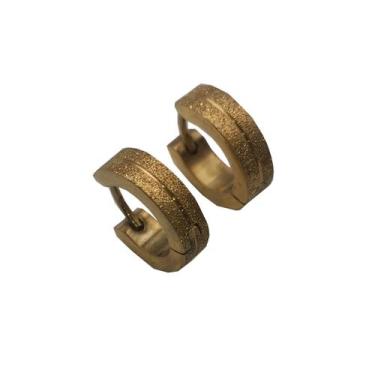 Imagem de Brinco Argola masculino Aço Inox brilho dourado 1 par(2un) - HHW, Dour