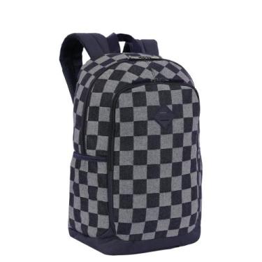 Imagem de Mochila Sestini costas magic jeans xadrez azul