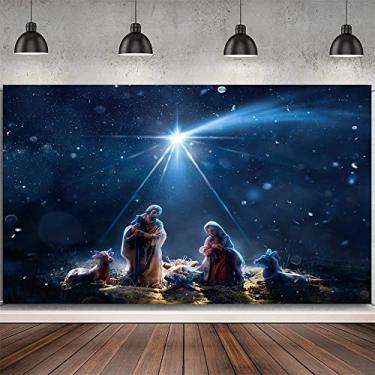 Imagem de DORCEV 1,8 x 1,2 m O Nascimento de Cristo Pano de Fundo Jesus Prays Holy Light Cristo Presépio Foto Fundo História de Natal Cristão Igreja Evento Páscoa Infantil Batismo Chá de Bebê Banner