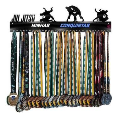 Imagem de Porta Medalhas Jiu Jitsu Masculino com Porta Retrato 61cm Comprimento 