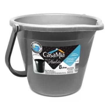 Imagem de Balde 8 Litros Com Borda Angulada E Medidas Internas Casamia, Cinza