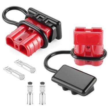 Imagem de JUSTTOP Conector de 2 peças, 175 Amp 12 V a 36 V, conector de conexão/desconexão rápida, kit de conectores de fios para cabos 1/0 AWG, conjunto para carro, bicicleta, quadriciclo, guinchos, elevadores