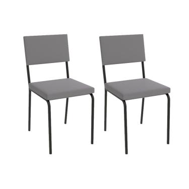 Imagem de Cadeira de Cozinha Zaria 2C128 Aço Kit 2 Uni Preto/Suede Cinza - Kappesberg