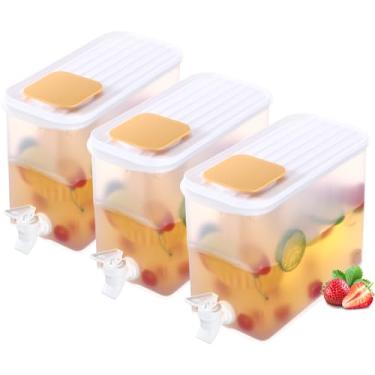 Imagem de LemonRoad Pacote com 3 dispensadores de bebidas para geladeira, jarro de água de 1 galão, recipiente para bebidas com torneira, recipientes de suco de frutas, suporte de limonada, jarro de suco para