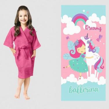 Imagem de Kit 01-roupão+01-toalha de banho infantil -lepper confetti - CHERMINHO