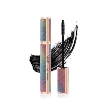 Imagem de Máscara para Cílios Cor Preto, Volume, Longa Duração, Design Glitter Holográfica, Rosa Dourado