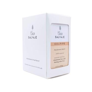 Imagem de COCO SALVAJE Kit inicial de desodorante natural para mulheres e homens | Sem alumínio com magnésio | Não tóxico, vegano, hipoalergênico e seguro para gravidez | Recarga de 60 ml e caixa de metal